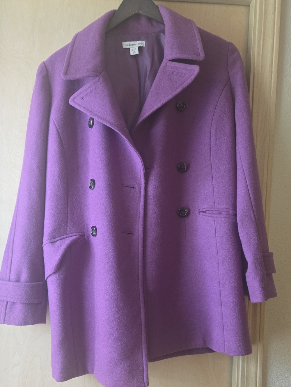 Coldwater Creek Violet Double-Breasted Wool Peacoat